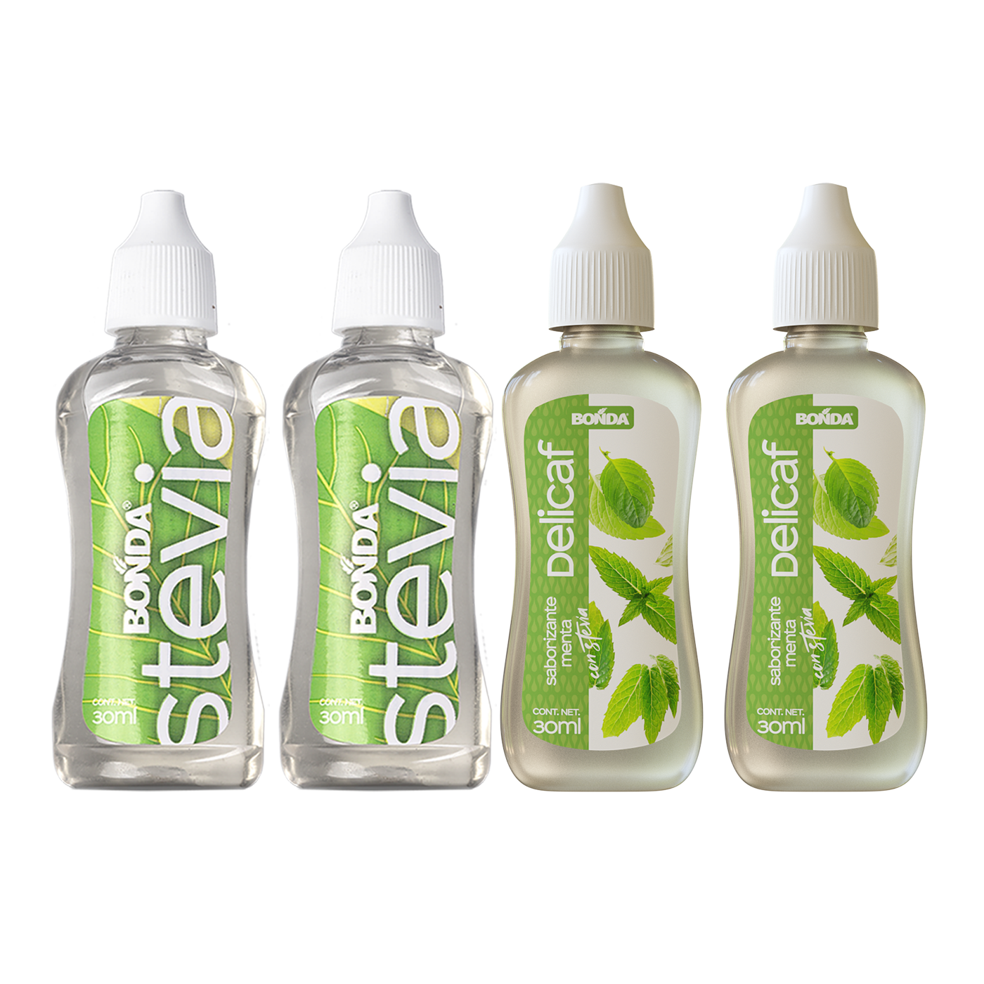 Kit 4 Goteros BONDA — Stevia y Delicaf sin azúcar